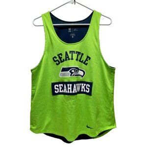 Seattle Seahawks Nike Dri-Fit Tank Top Women's Medium Neon Green Navy Loose Mesh